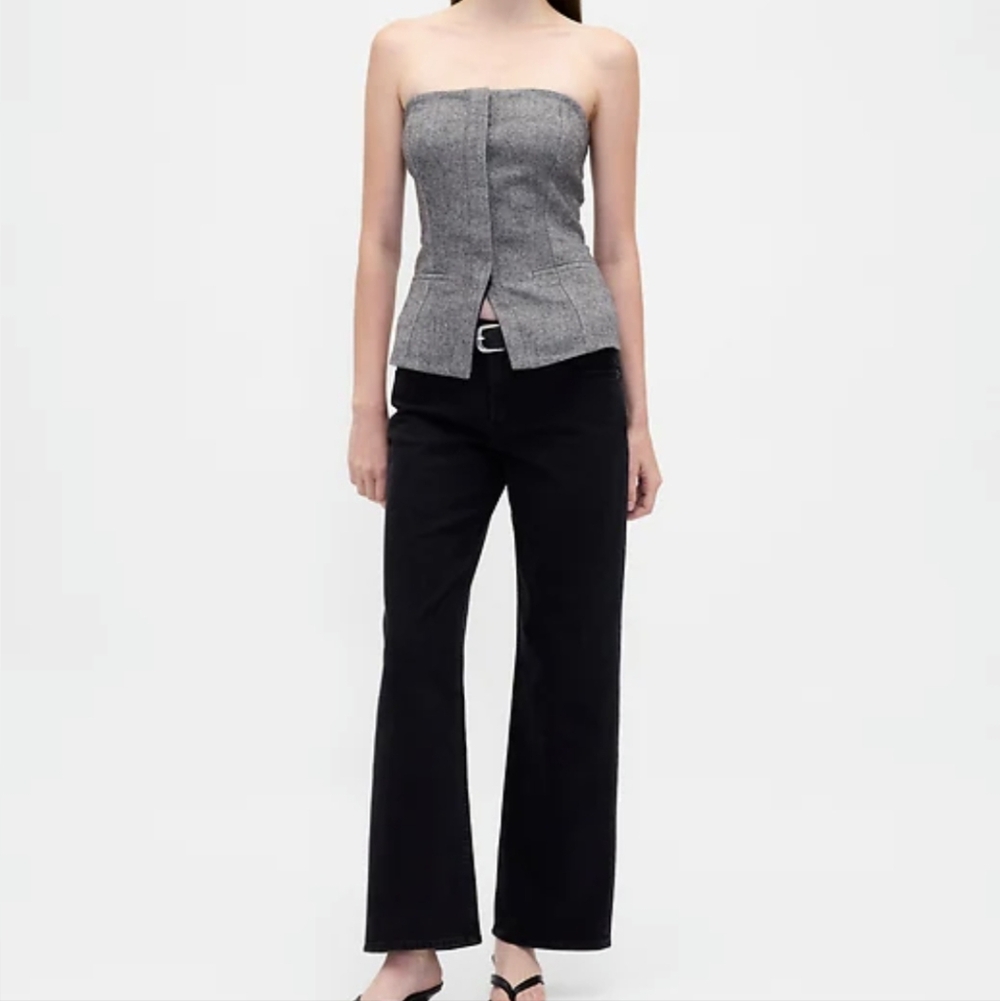 Gray Strapless Top
